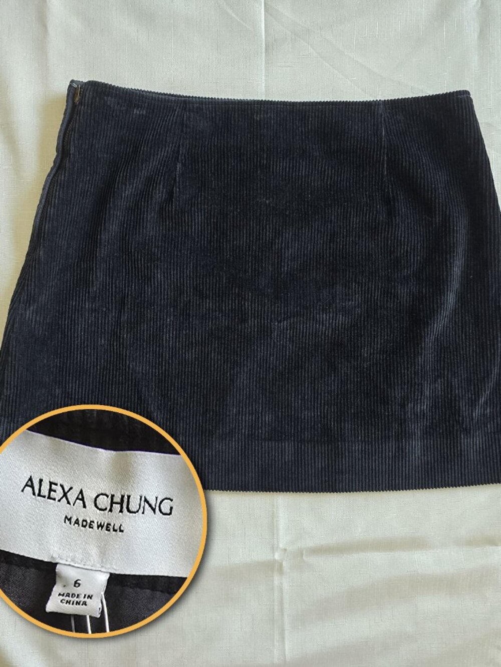 ALEXA CHUNG x MADEWELL Corduroy Mini Skirt Charcoal NWT Size 6